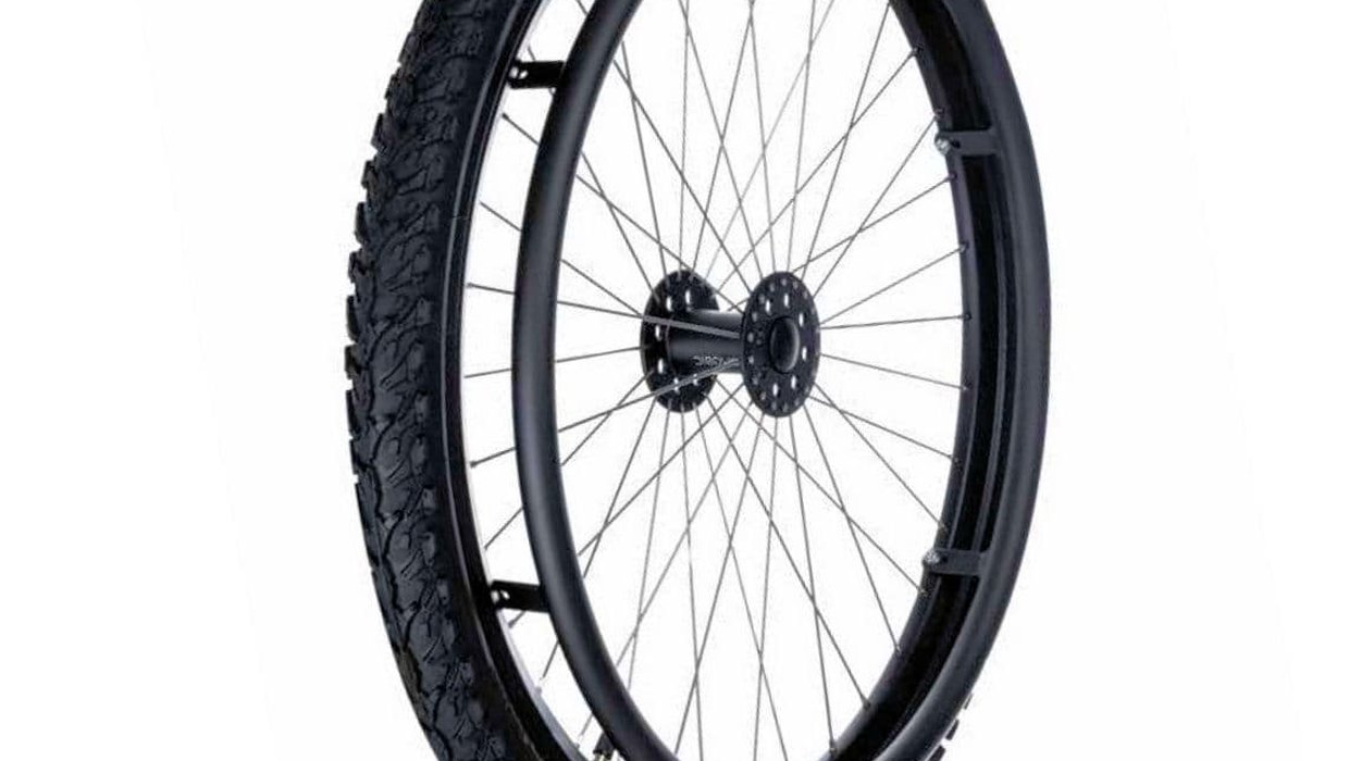 A black mountain bike wheel